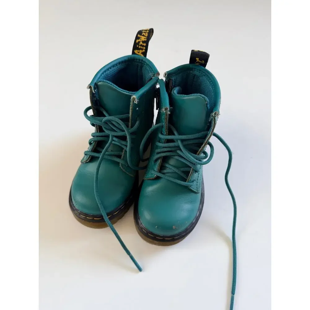 Dr. Martens 1460 Toddler Boots Teal Green Side Zip